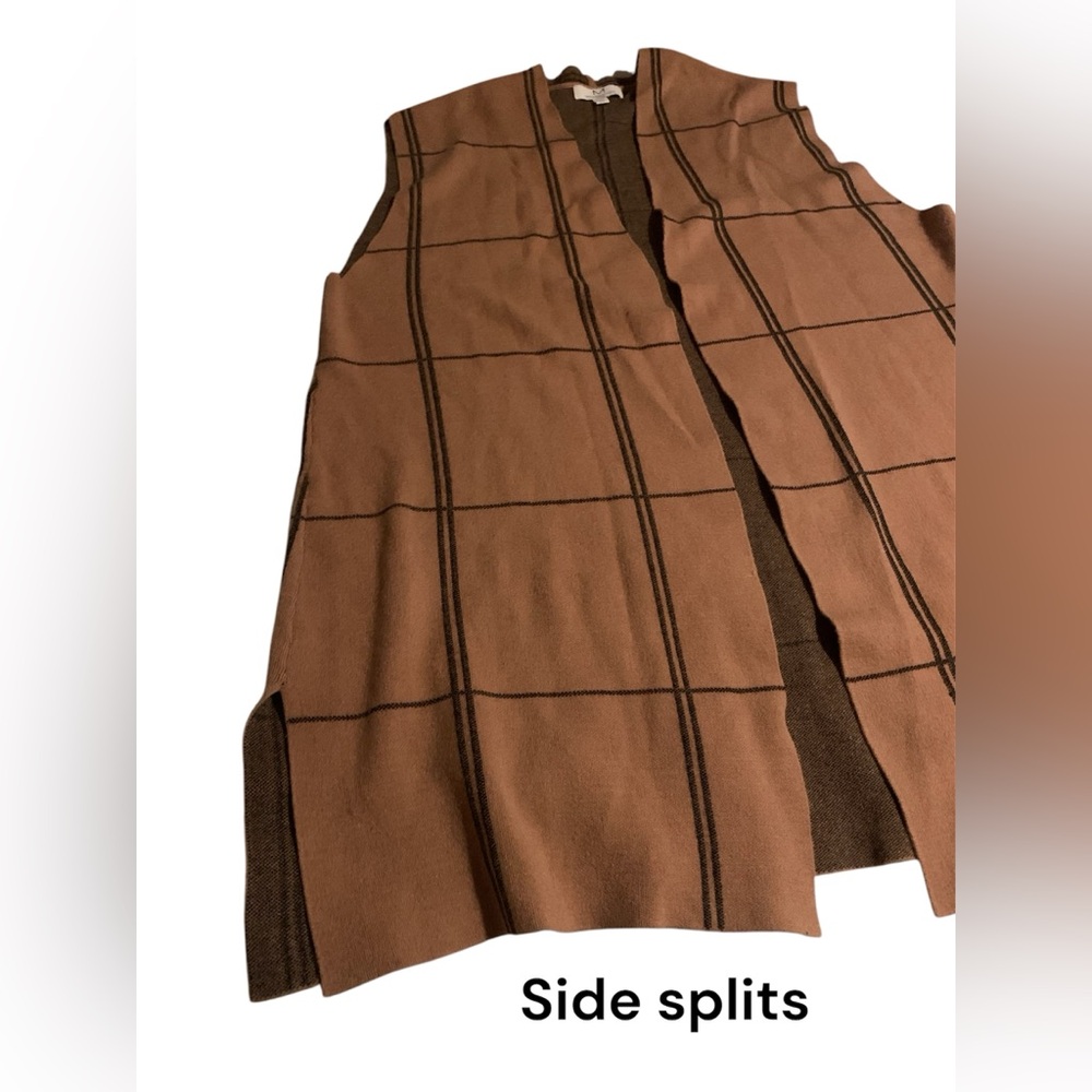 Magaschoni Brown and Black Vest with Windowpane Pattern - Picture 2 of 6
